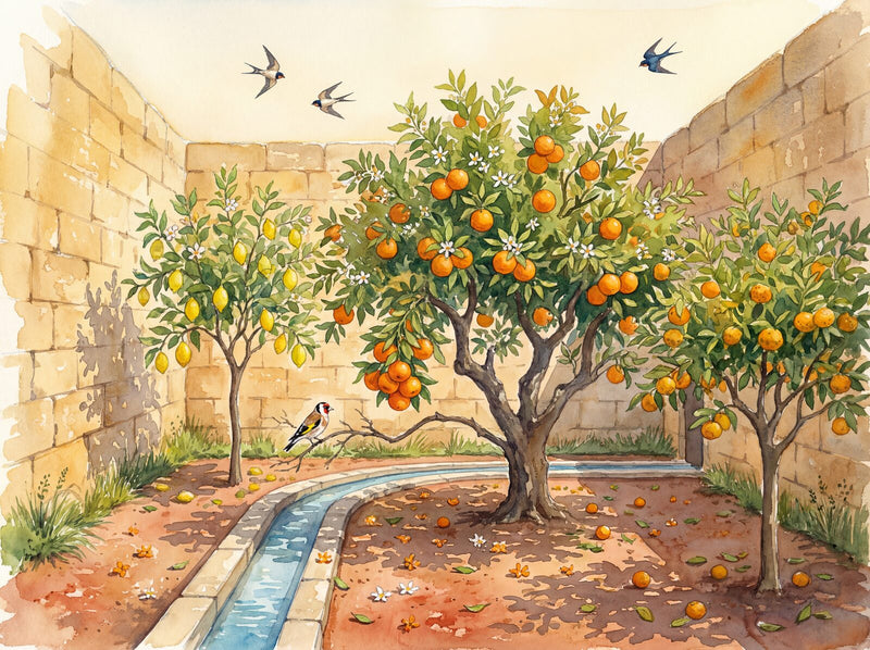 Walled Citrus Garden — Mural Wallpaper