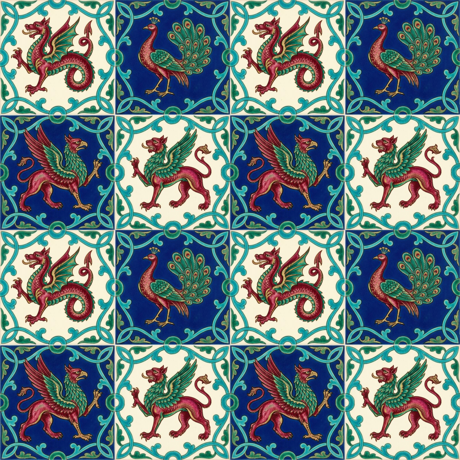 Fantastical beasts and lustrous glazes in rich reds, blues, and greens. Made to order.