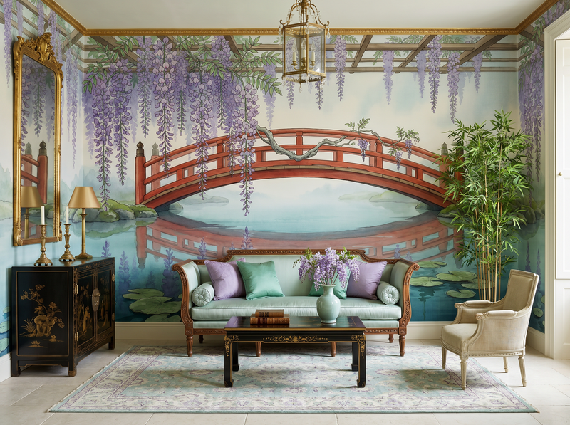Wisteria Bridge — Mural Wallpaper